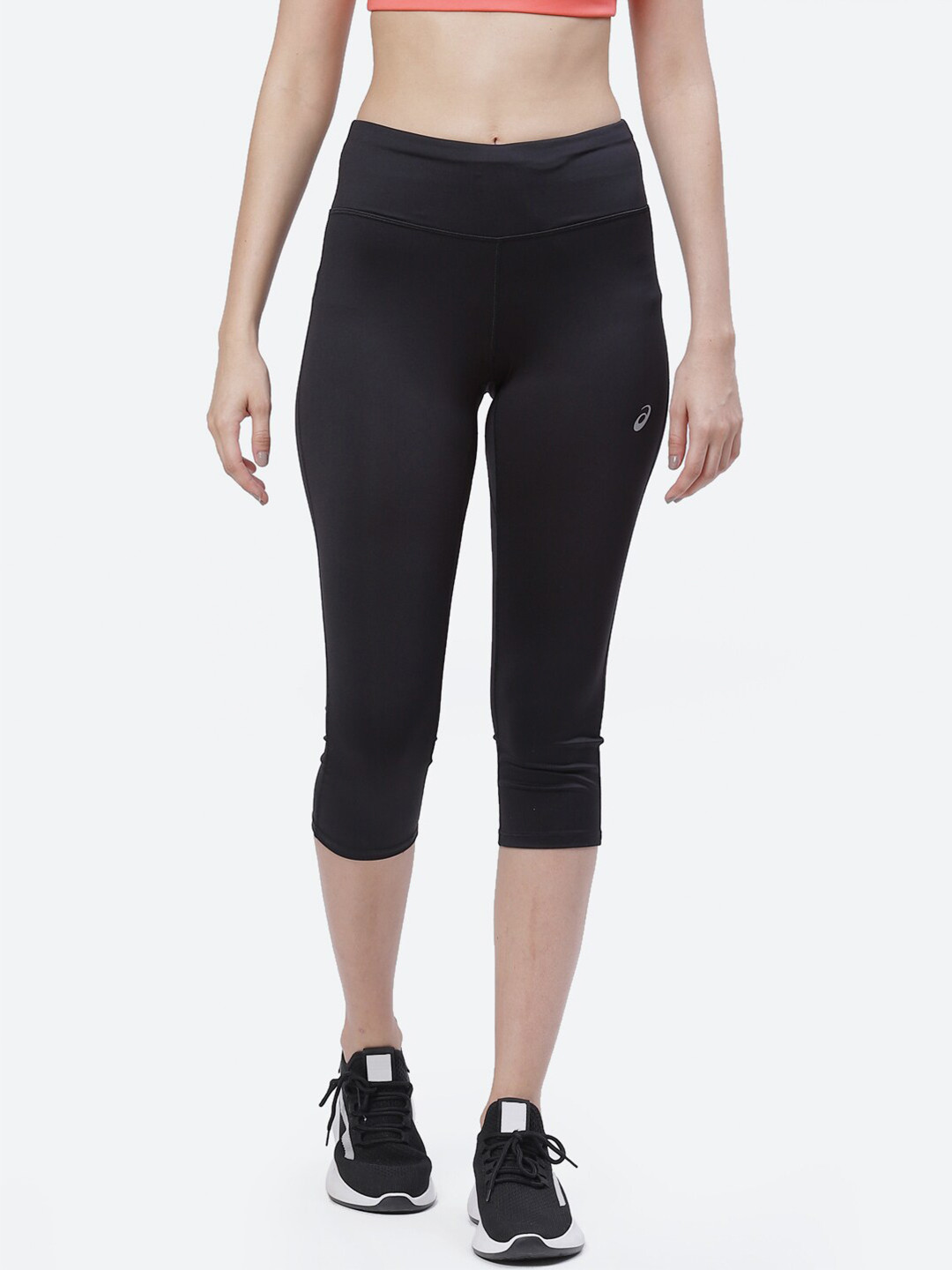 ASICS Women Black Solid Mid-Rise Running Capris SILVER CAPRI