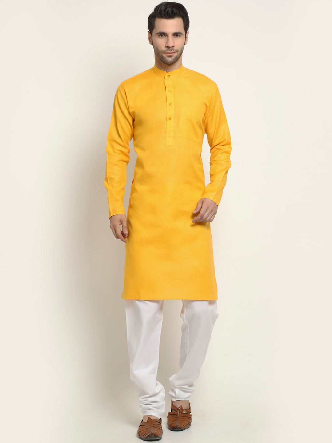 NEUDIS Men Yellow Handloom Kurta