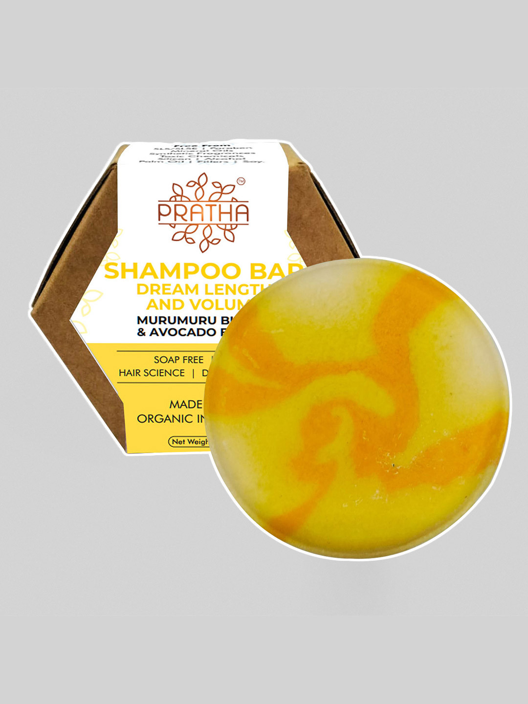Pratha Handmade & Natural Volumizing Murumuru Butter & Avocado Butter Shampoo Bar - 80 gm