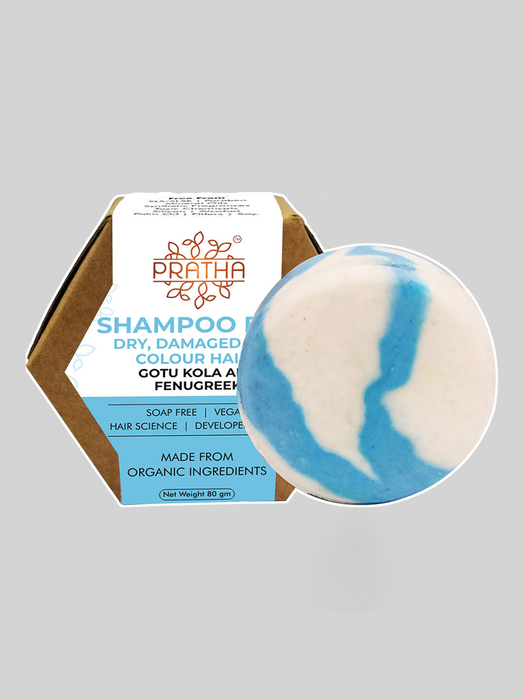 Pratha Gotu Kola & Fenugreek Shampoo Bar for Dry, Colored & Damaged Hair