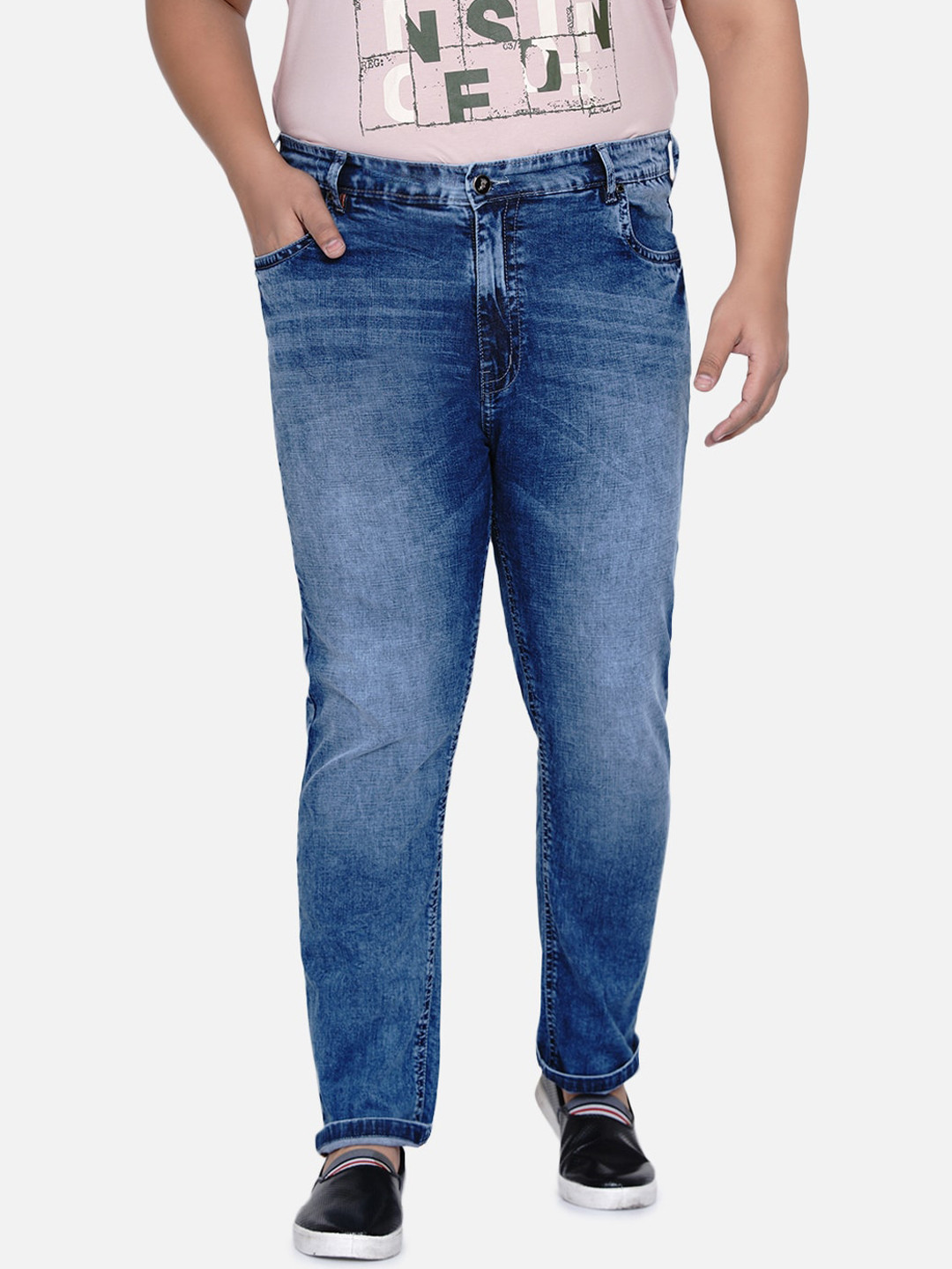 John Pride Plus Size Men Blue Heavy Fade Stretchable Jeans