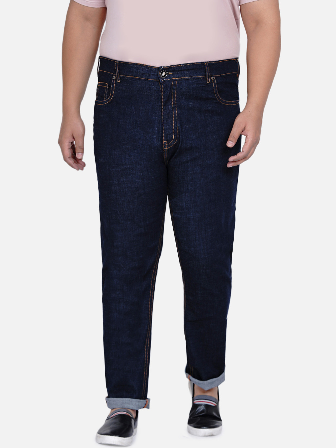 John Pride Men Plus Size Navy Blue Stretchable Jeans