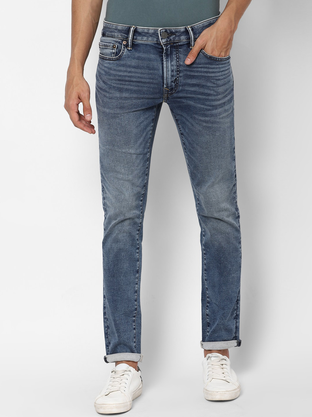 AMERICAN EAGLE OUTFITTERS Men Blue Slim Fit Heavy Fade Stretchable Jeans