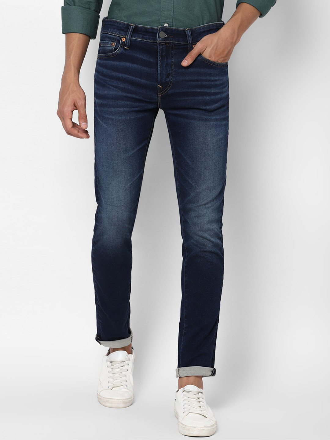 AMERICAN EAGLE OUTFITTERS Men Blue Skinny Fit Heavy Fade Stretchable Jeans