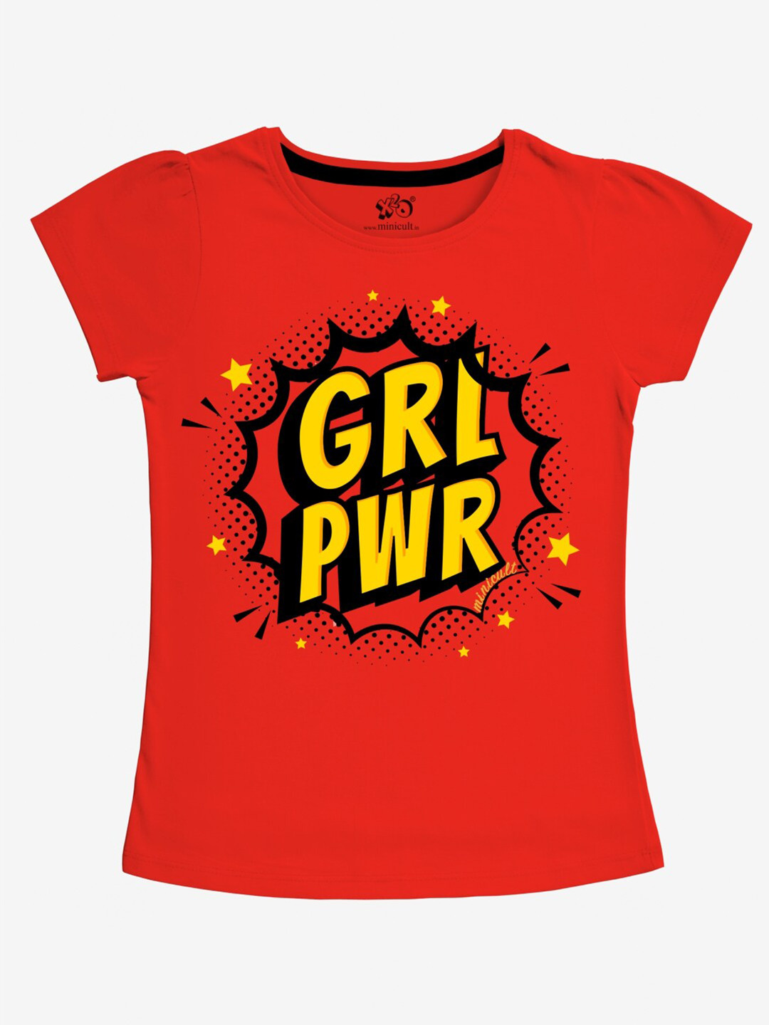 x2o Girls Red & Yellow Typography Printed T-shirt