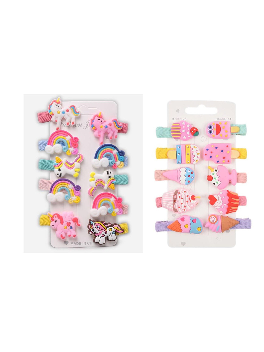 Yellow Bee Girls Set Of 20 White & Pink Hair Clips