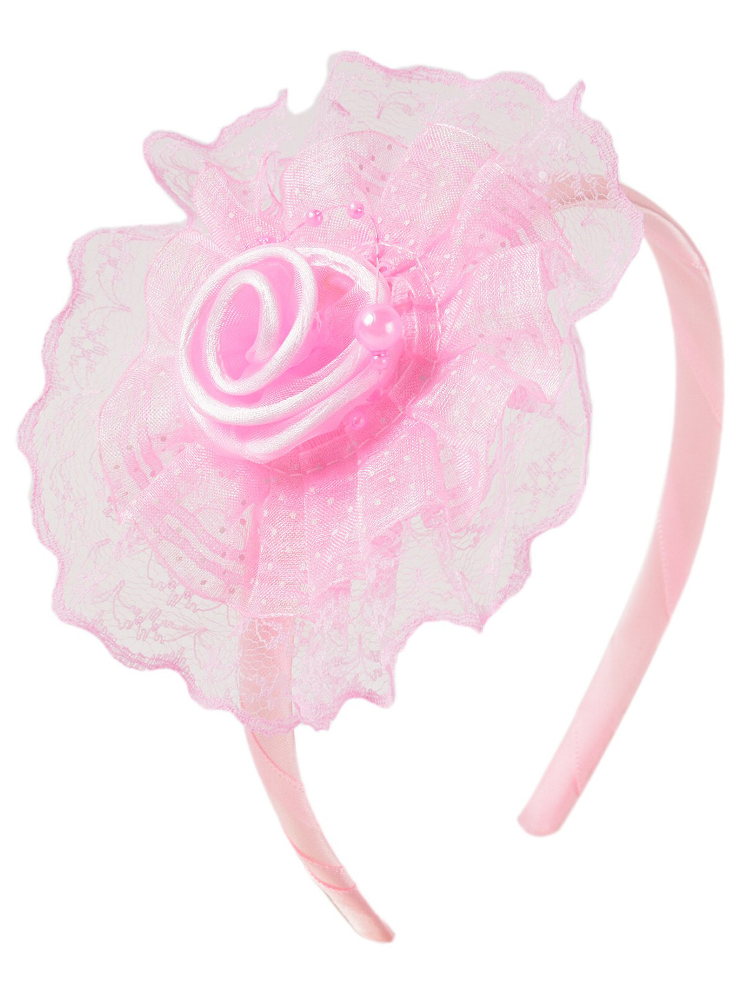 Yellow Bee Girls Pink Flower Embellished Hairband