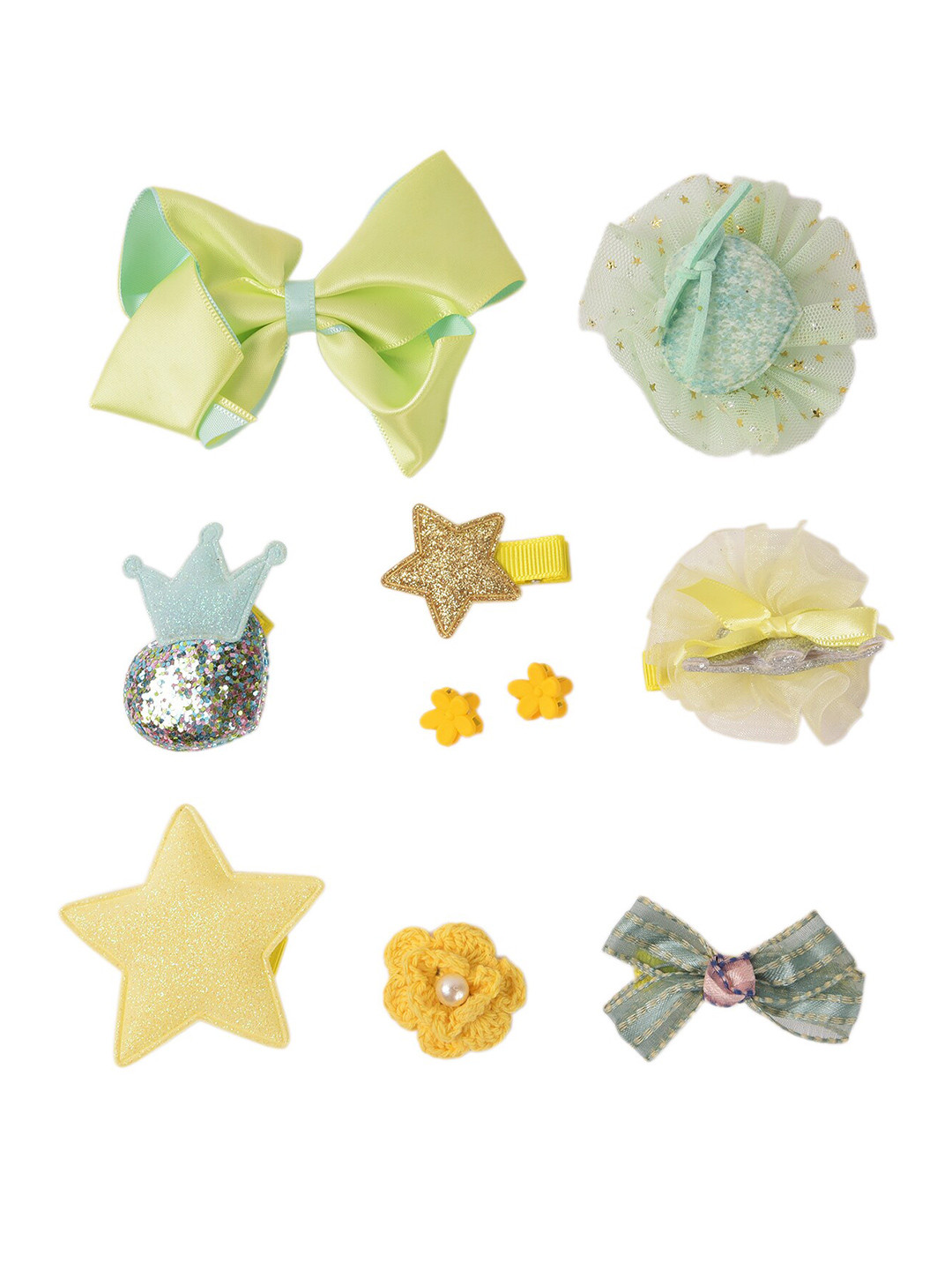 Yellow Bee Girls Set of 10 Lime Green & Yellow Hair Accessory