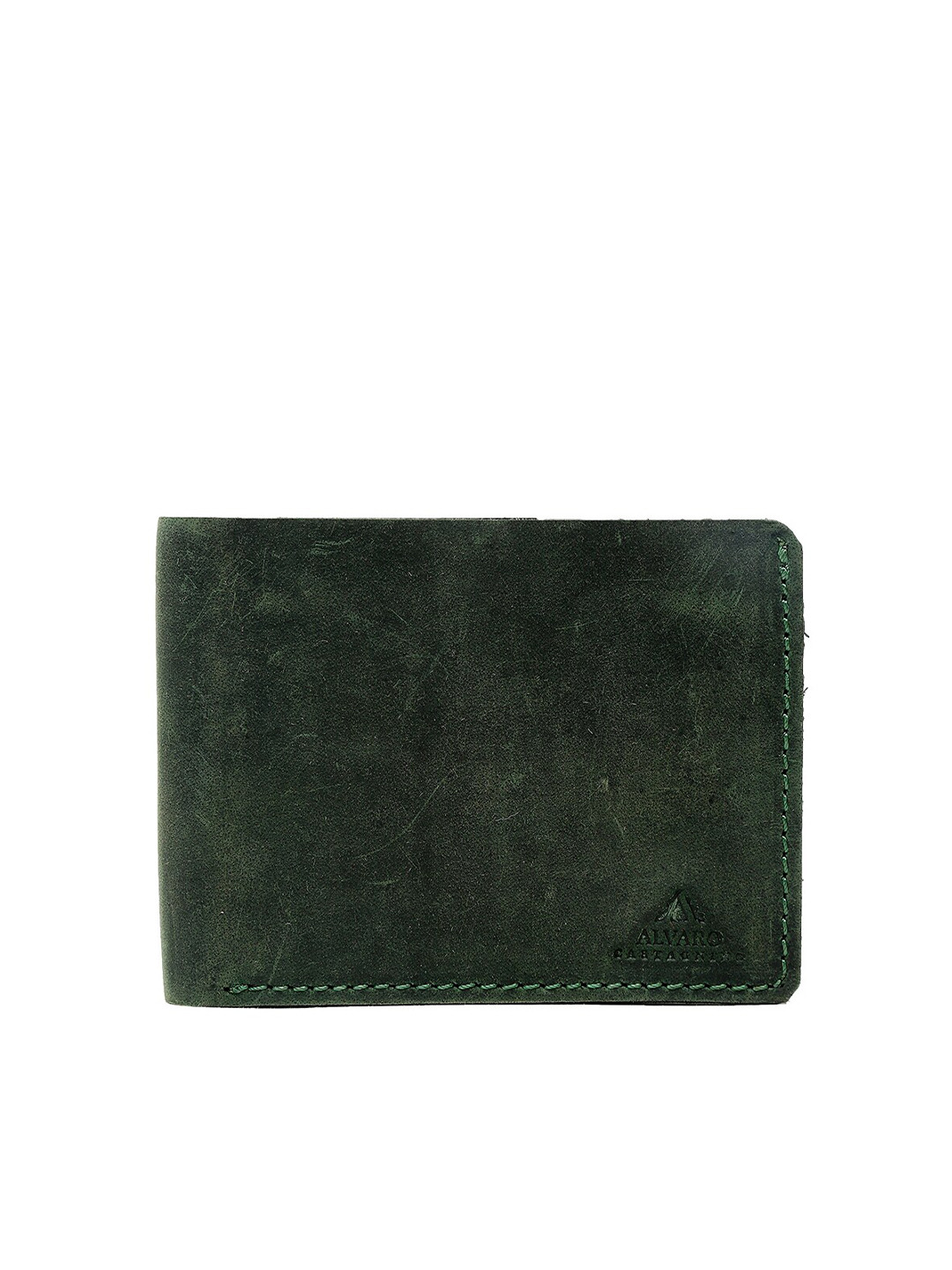 Alvaro Castagnino Men Green Solid Two Fold Leather Wallet