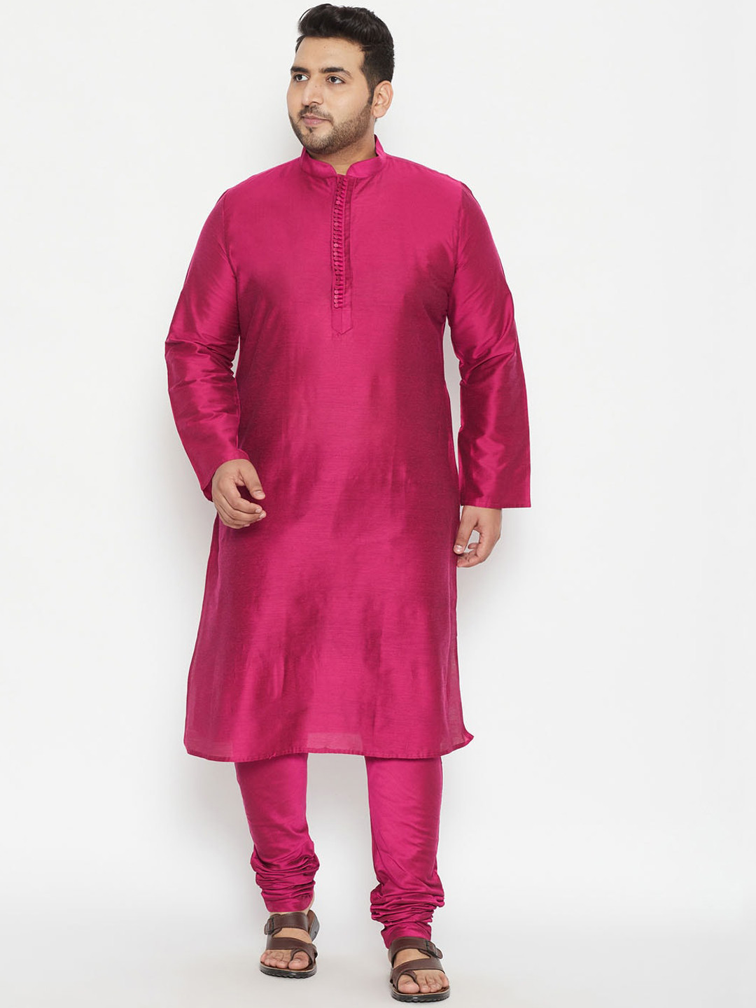 VASTRAMAY Men Fuchsia Regular Kurta with Pyjamas