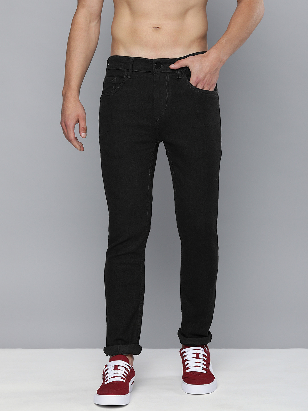 HERE&NOW Men Black Mid Rise Skinny Fit Clean Look Jeans