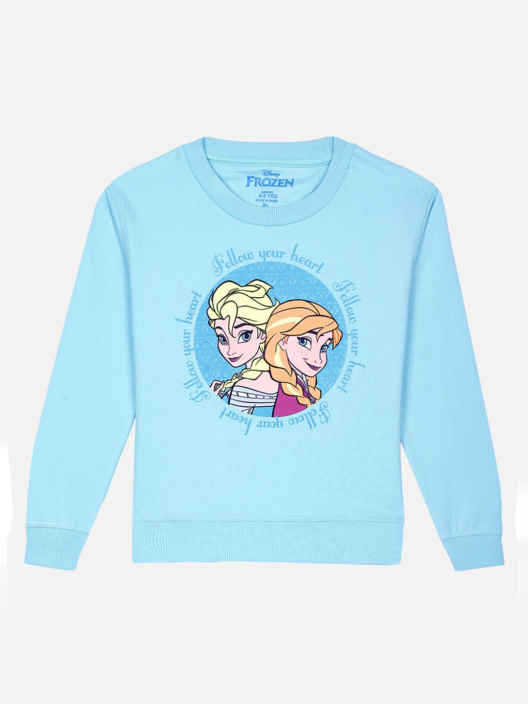Kids Ville Girls Blue Elsa & Anna Printed Sweatshirt
