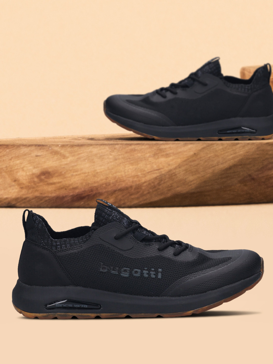 Bugatti Vapor Men Black Textile Walking Non-Marking Shoes