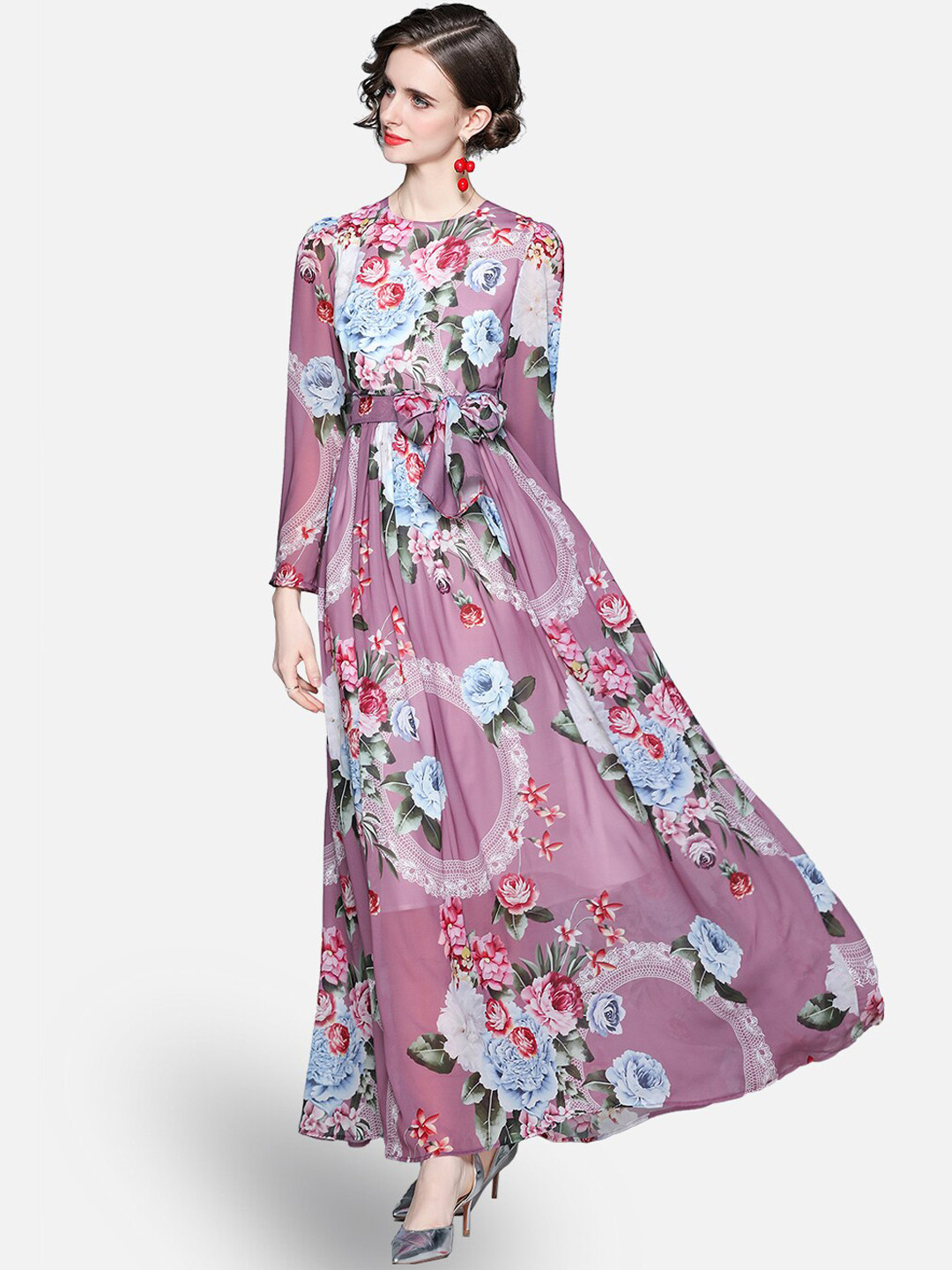 JC Collection Purple Floral Maxi Dress