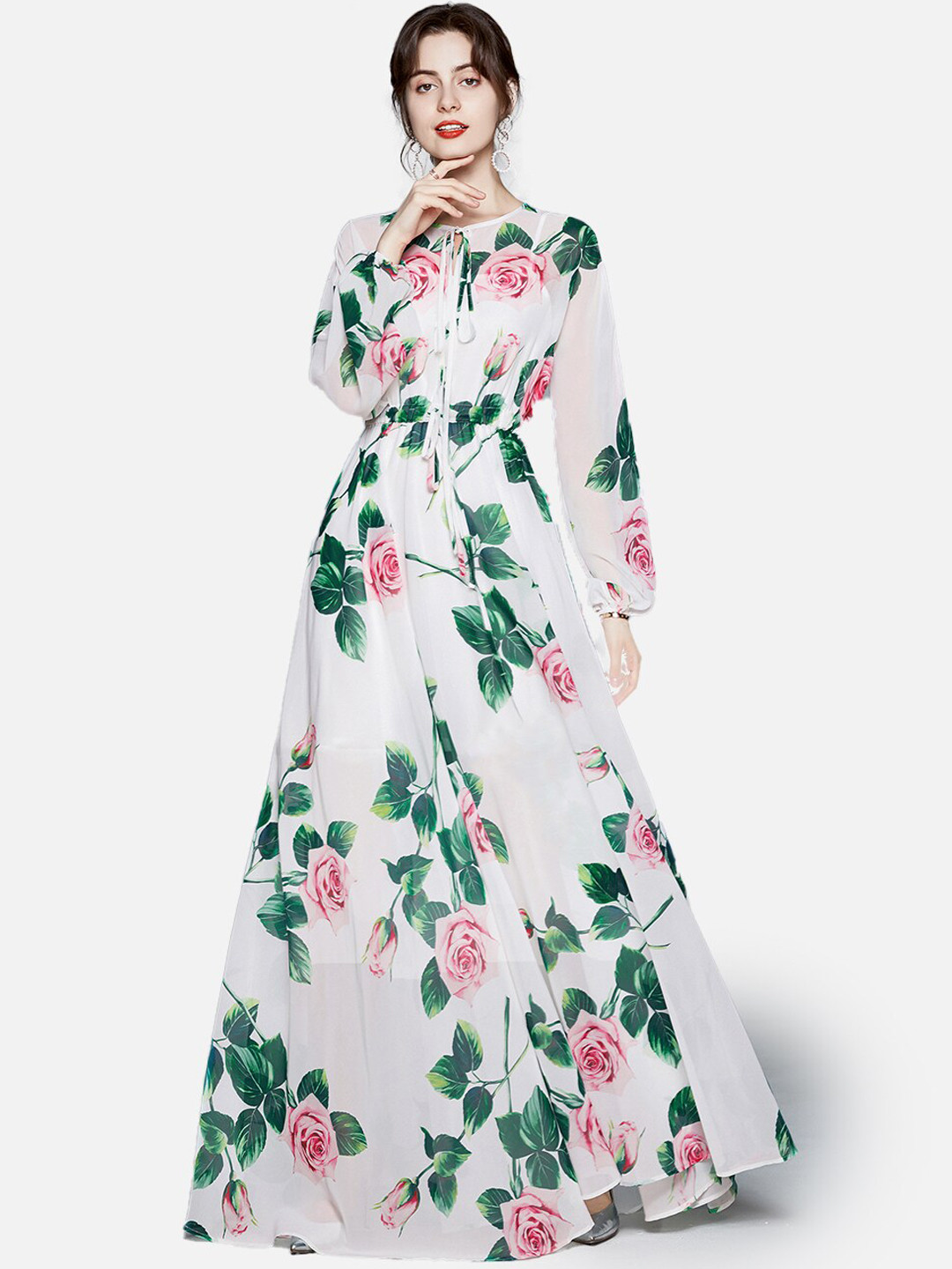 JC Collection White Floral Maxi Dress