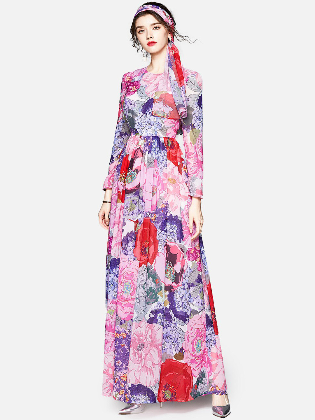 JC Collection Pink Floral Maxi Dress