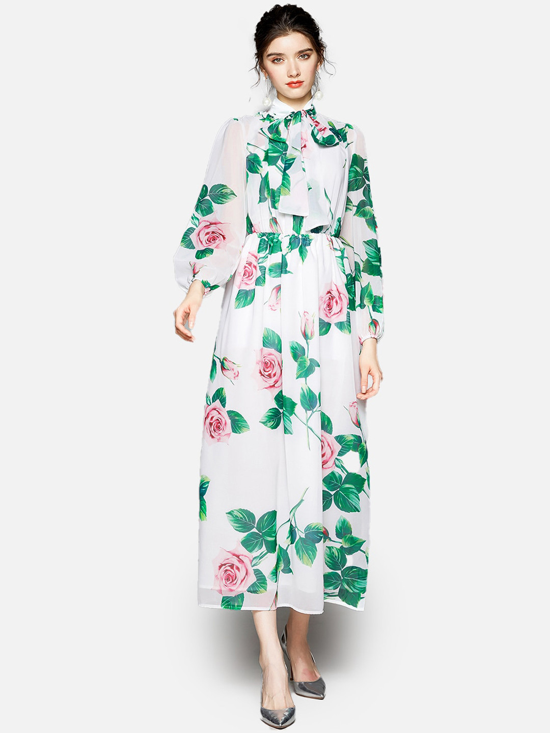 JC Collection White Floral Maxi Dress