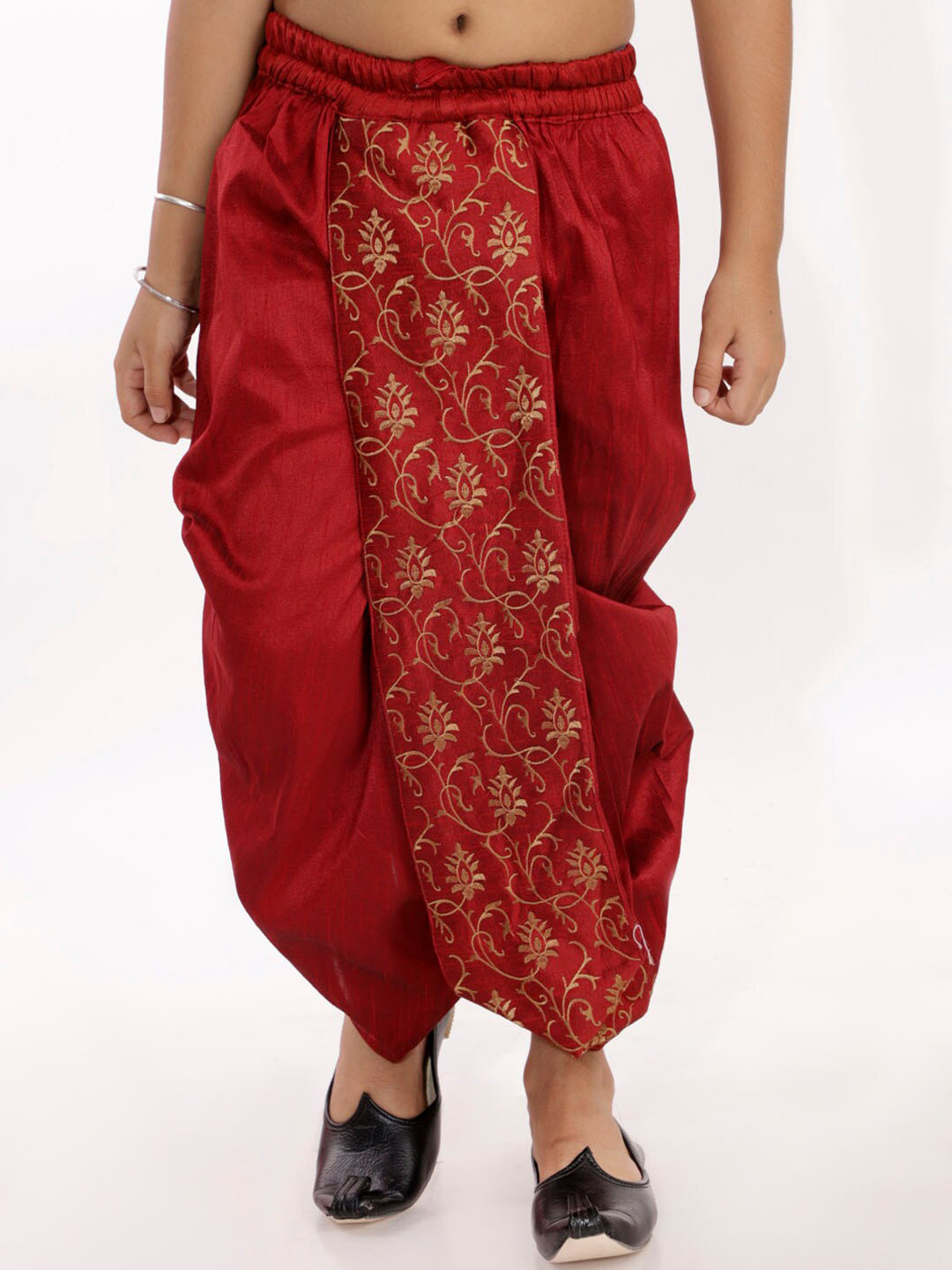 Vastramay Boys Maroon Embroidered Ready-To-Wear Dhoti