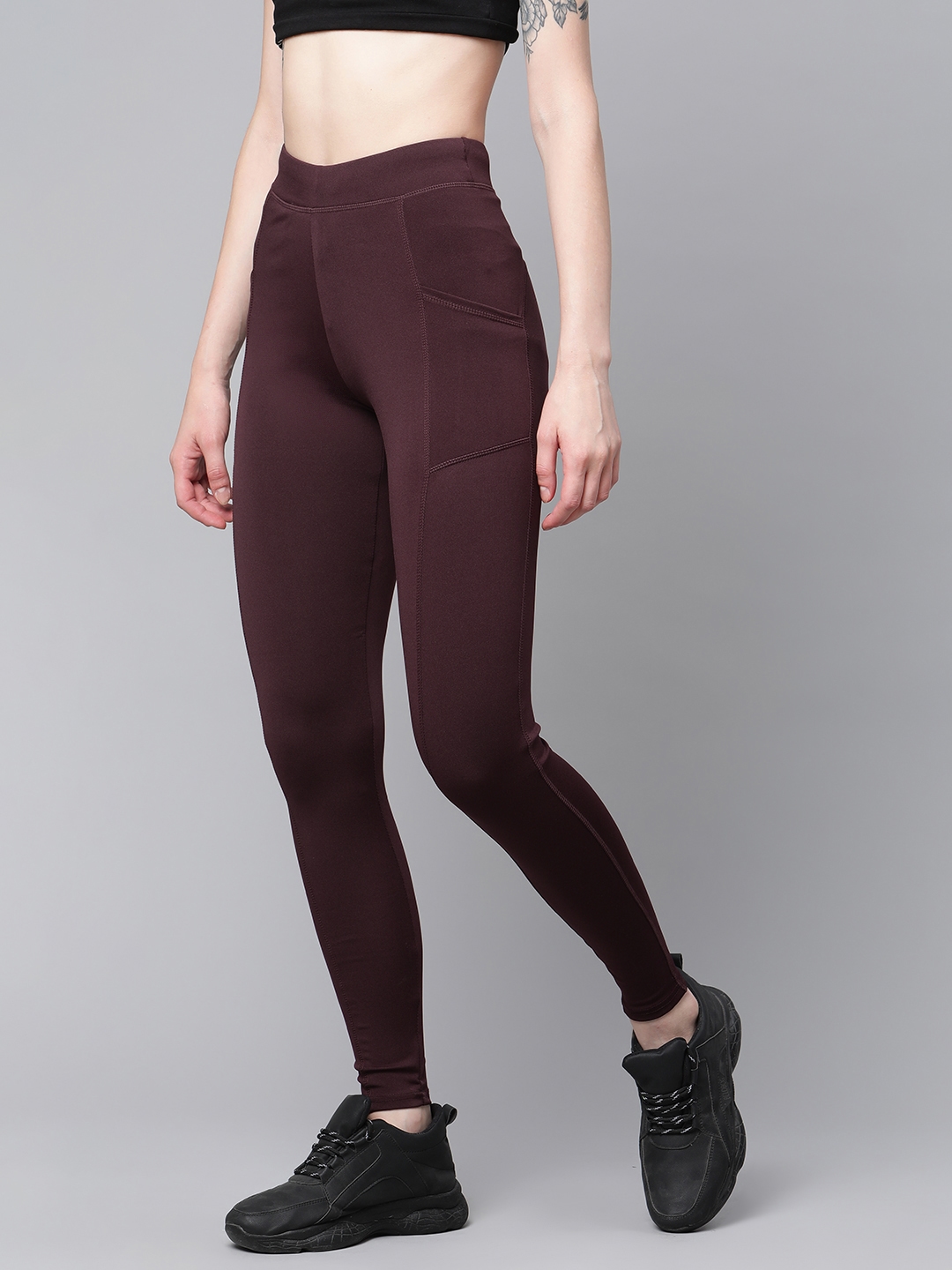 Buy Blinkin Women Burgundy Solid High Rise Tights - Tights for Women  15330162