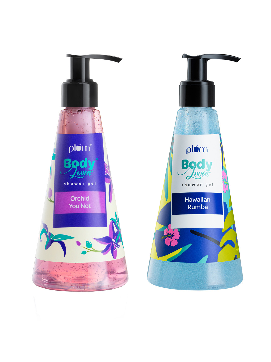 Plum Set of 2 BodyLovin Shower Gels - Hawaiian Rumba & Orchid-You-Not - 240 ml each