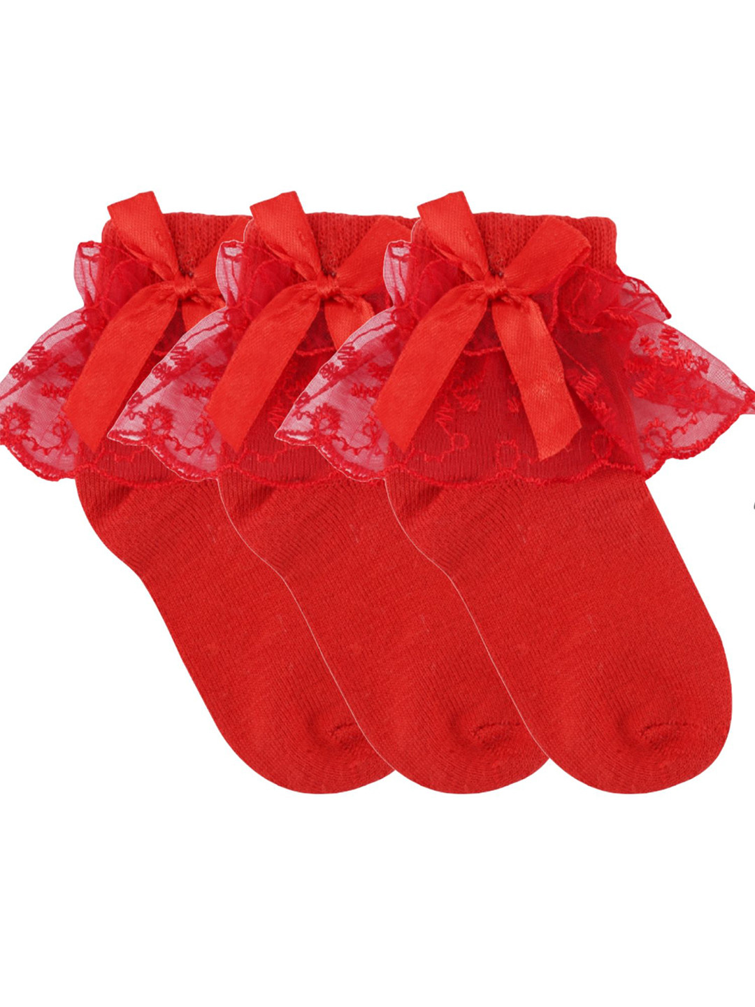 N2S NEXT2SKIN Girls Pack Of 3 Red Frill Socks