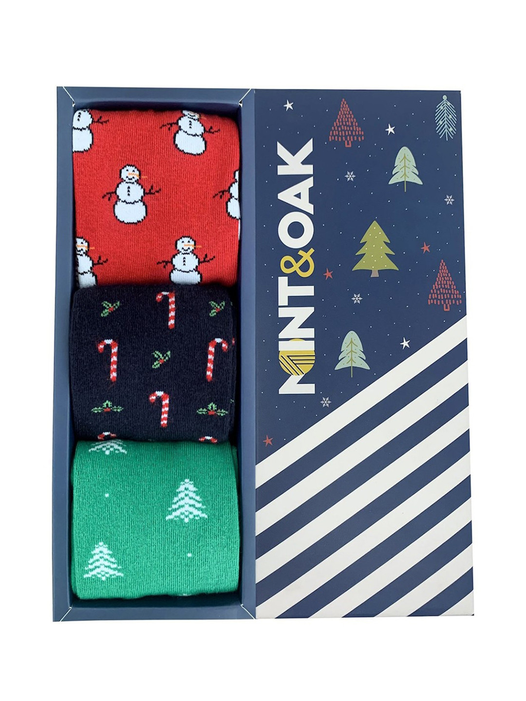 Mint & Oak Men Pack Of 3 Patterned Crew-Length Socks