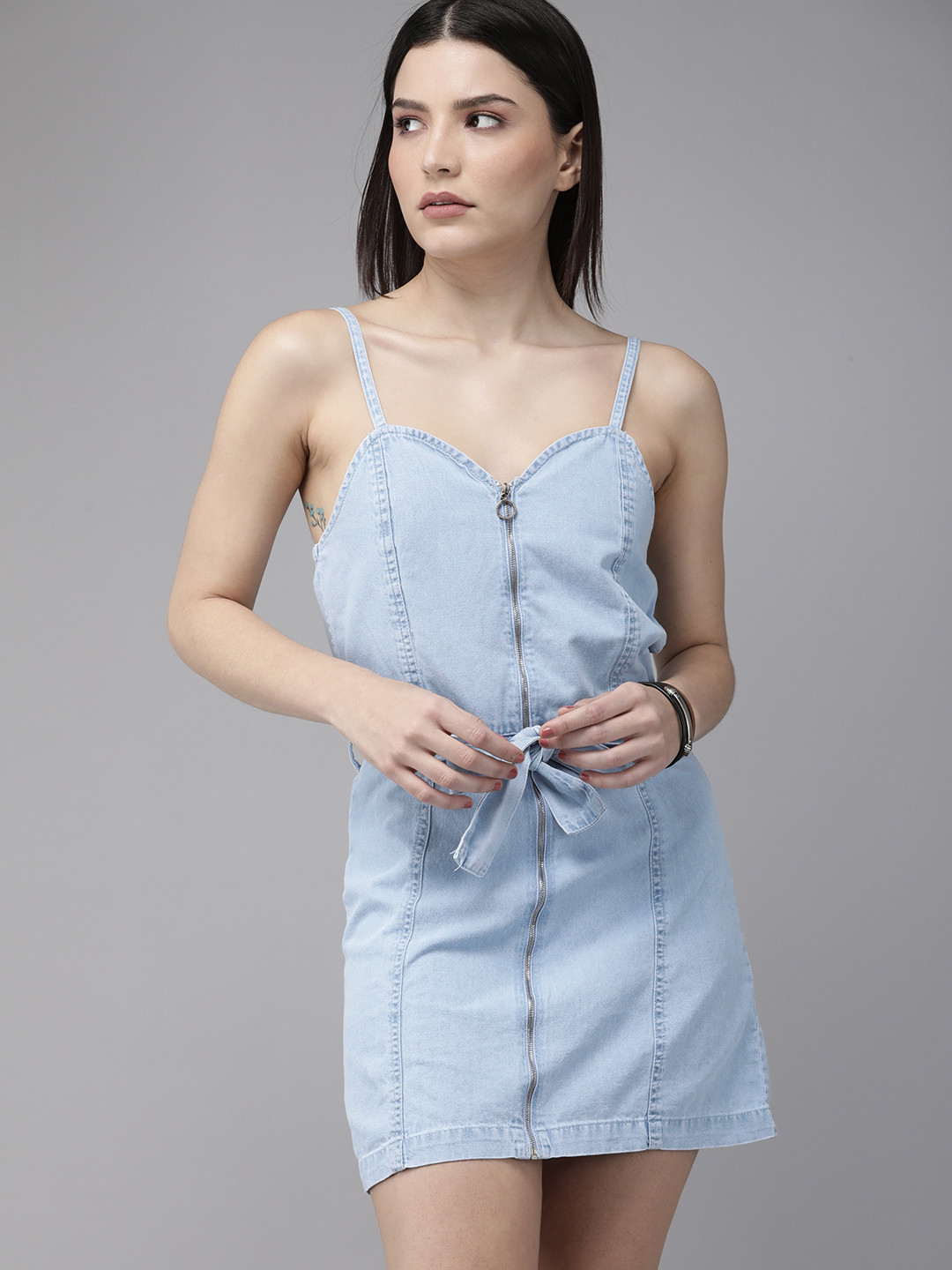 Roadster Wmen Blue Solid Bodycon Dress