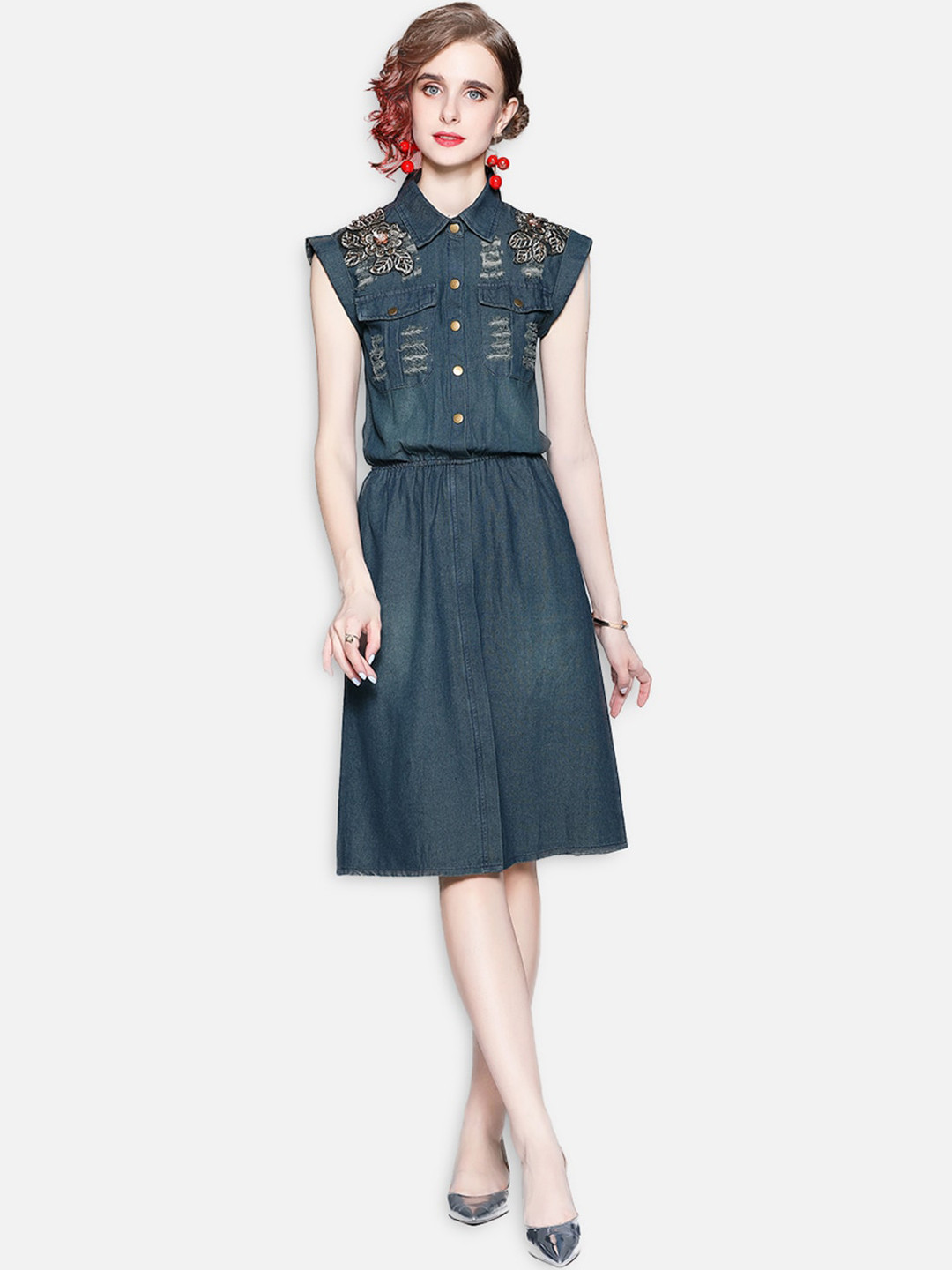 JC Collection Blue Shirt Dress
