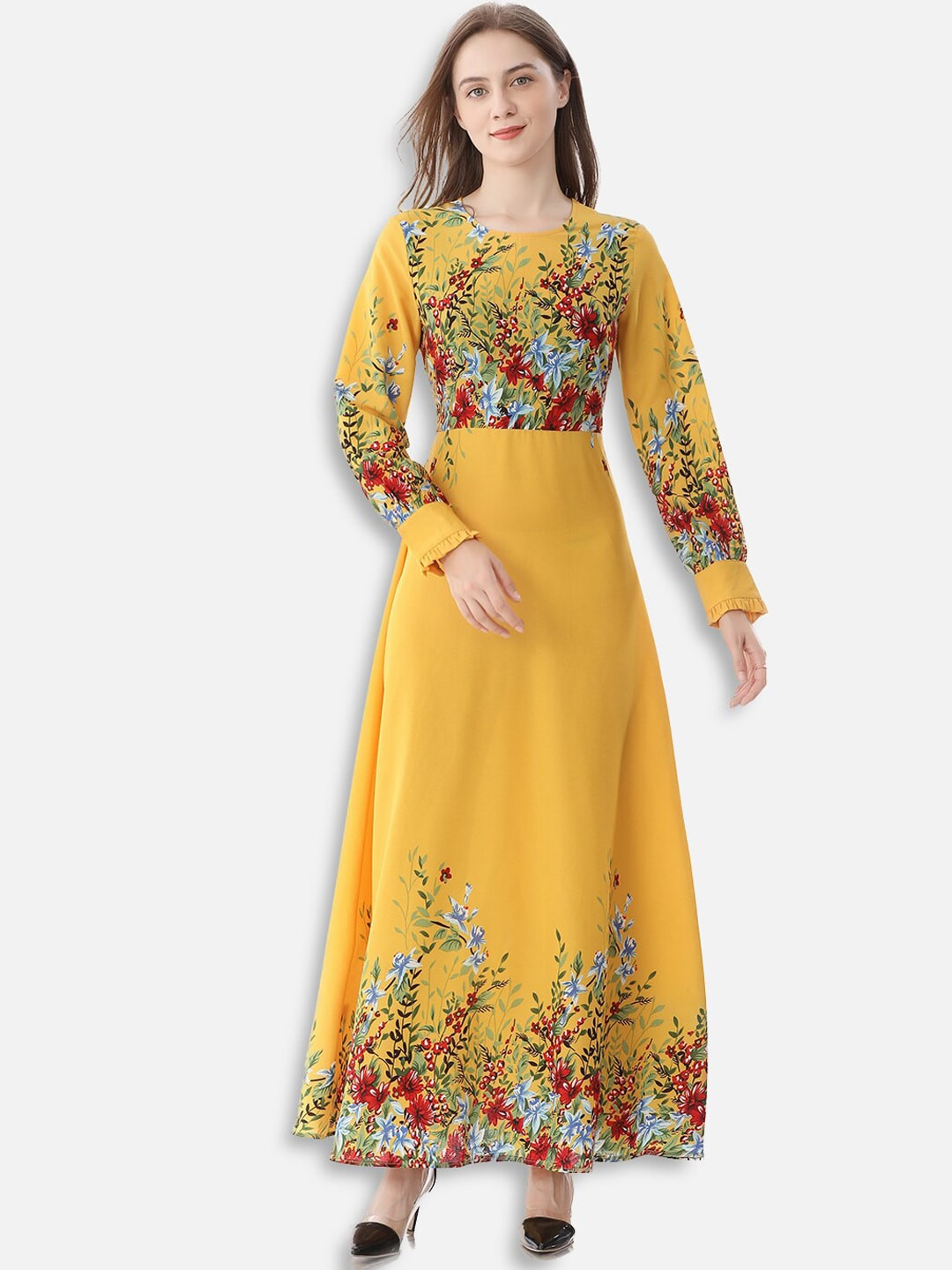 JC Collection Yellow Floral Maxi Dress