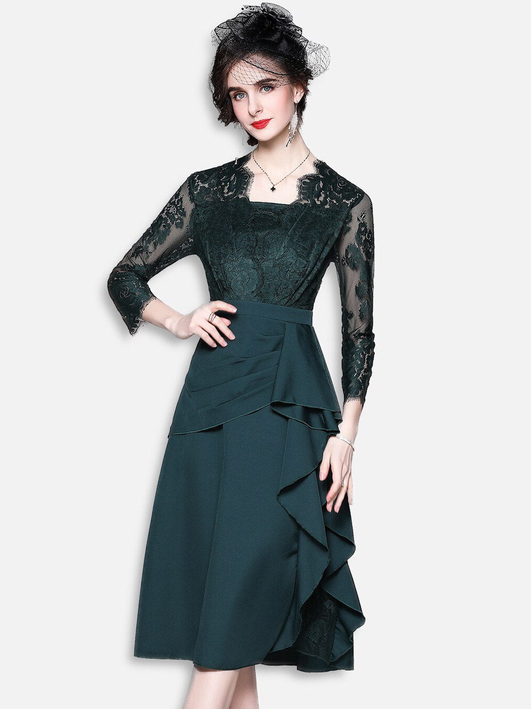 JC Collection Green Midi Dress
