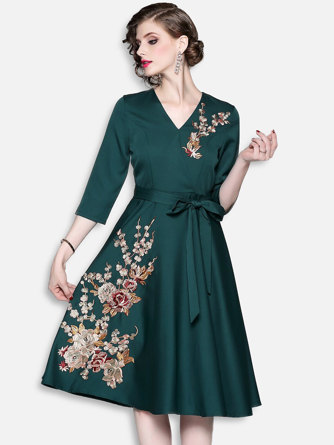 JC Collection Green Floral Dress