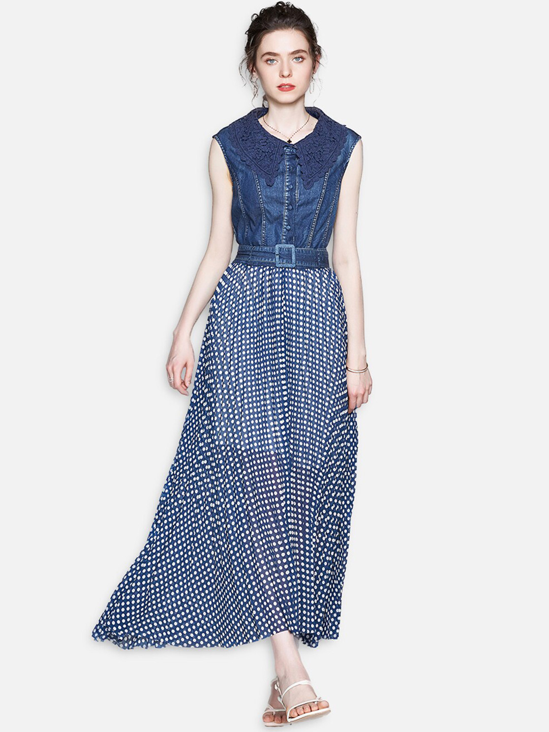 JC Collection Blue A-Line Maxi Dress