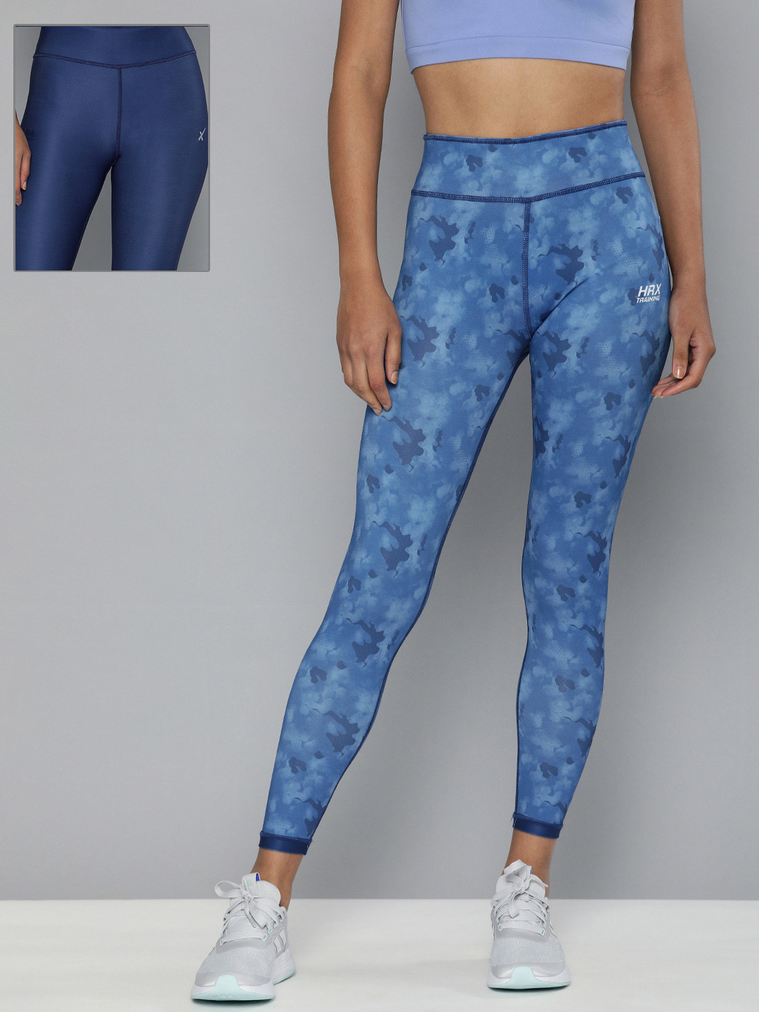 HRX By Hrithik Roshan Training Women Atlantic Blue Reversible AOP Tights