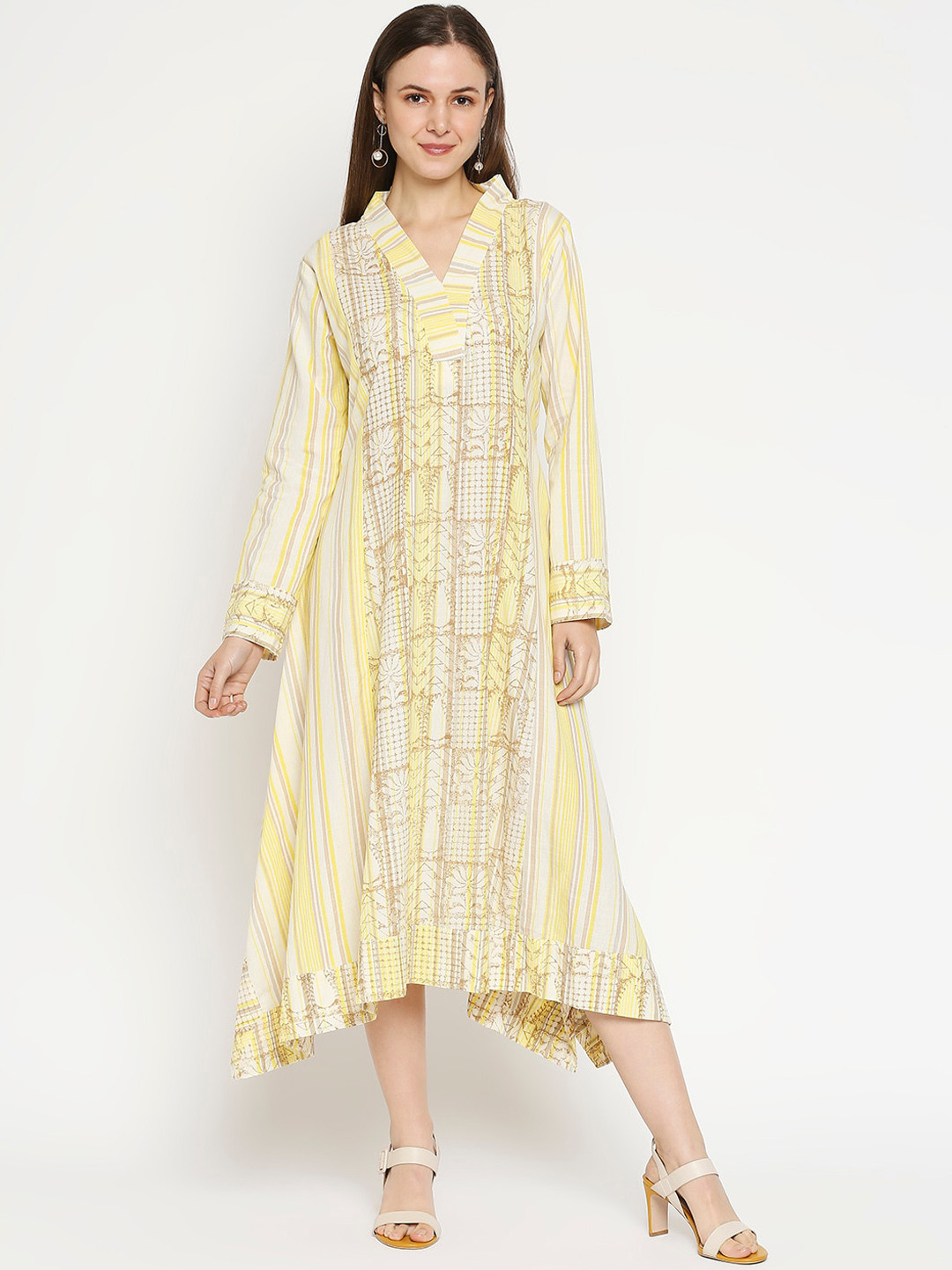 Kuber Studio Yellow A-Line Midi Dress