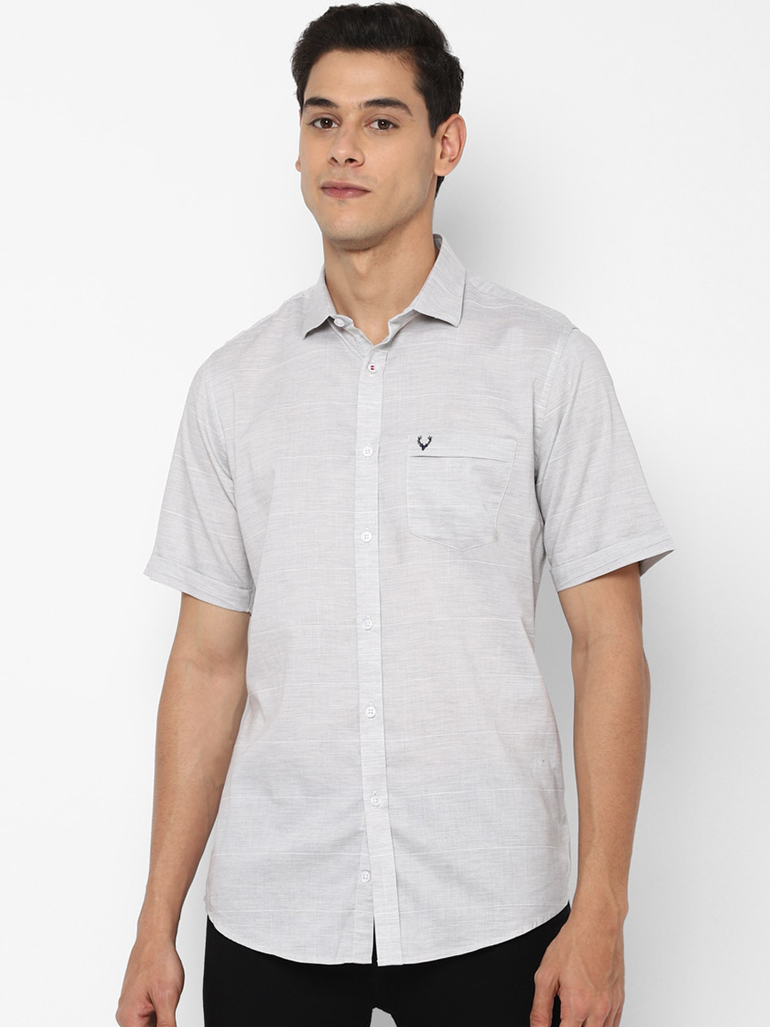 Allen Solly Men Grey Slim Fit Opaque Striped Casual Shirt