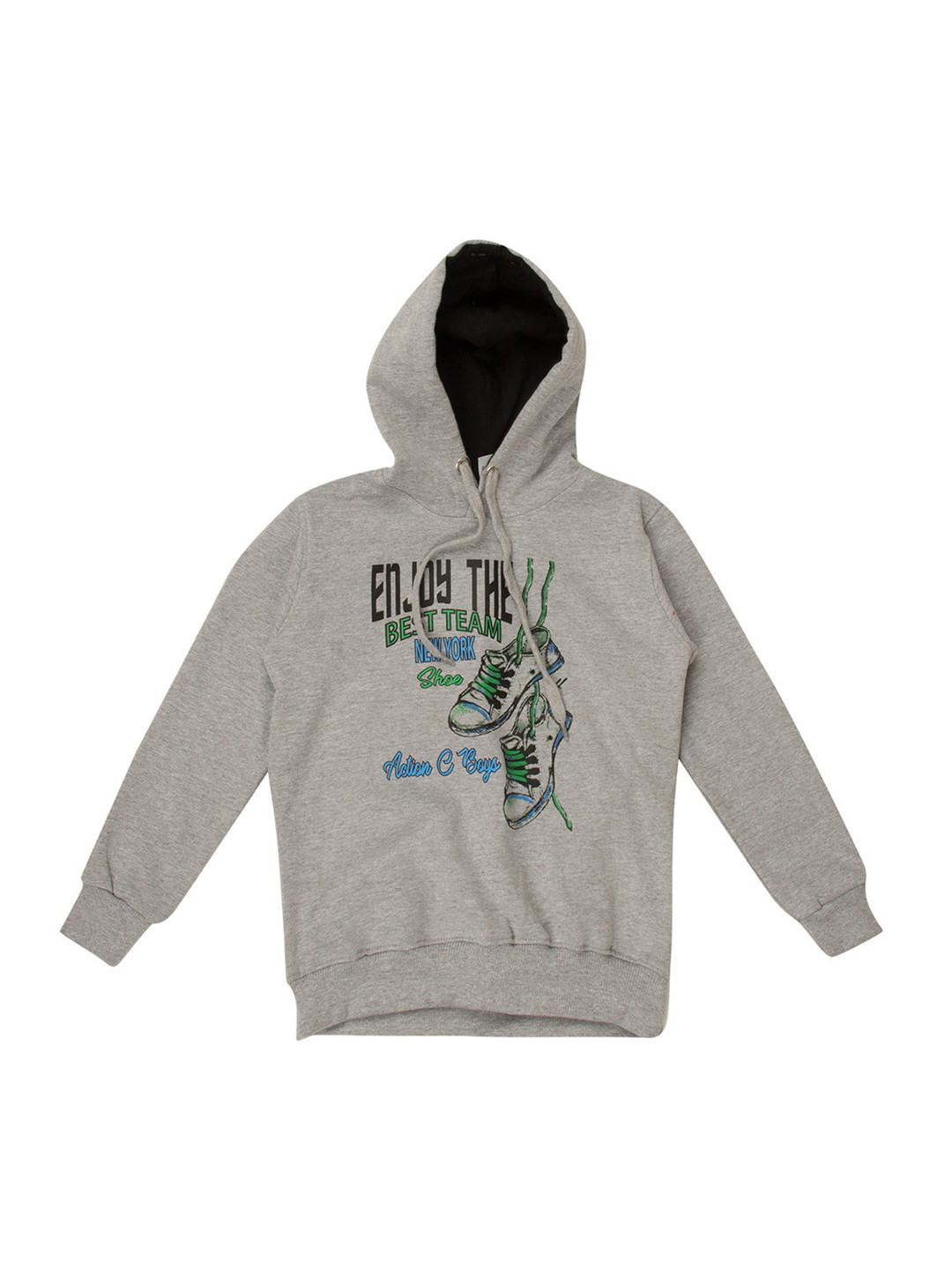 Kiddeo Unisex Kids Grey Melange Printed Sweatshirt