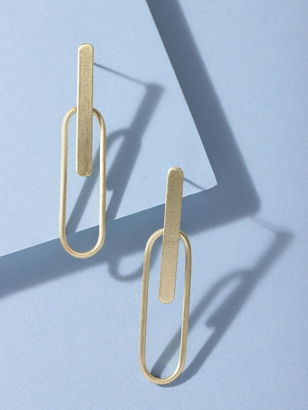 DEEBACO Gold-Toned Contemporary Drop Earrings