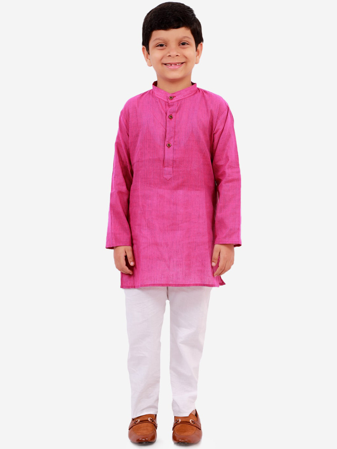 Superminis Boys Magenta Regular Pure Cotton Kurta with Pyjamas
