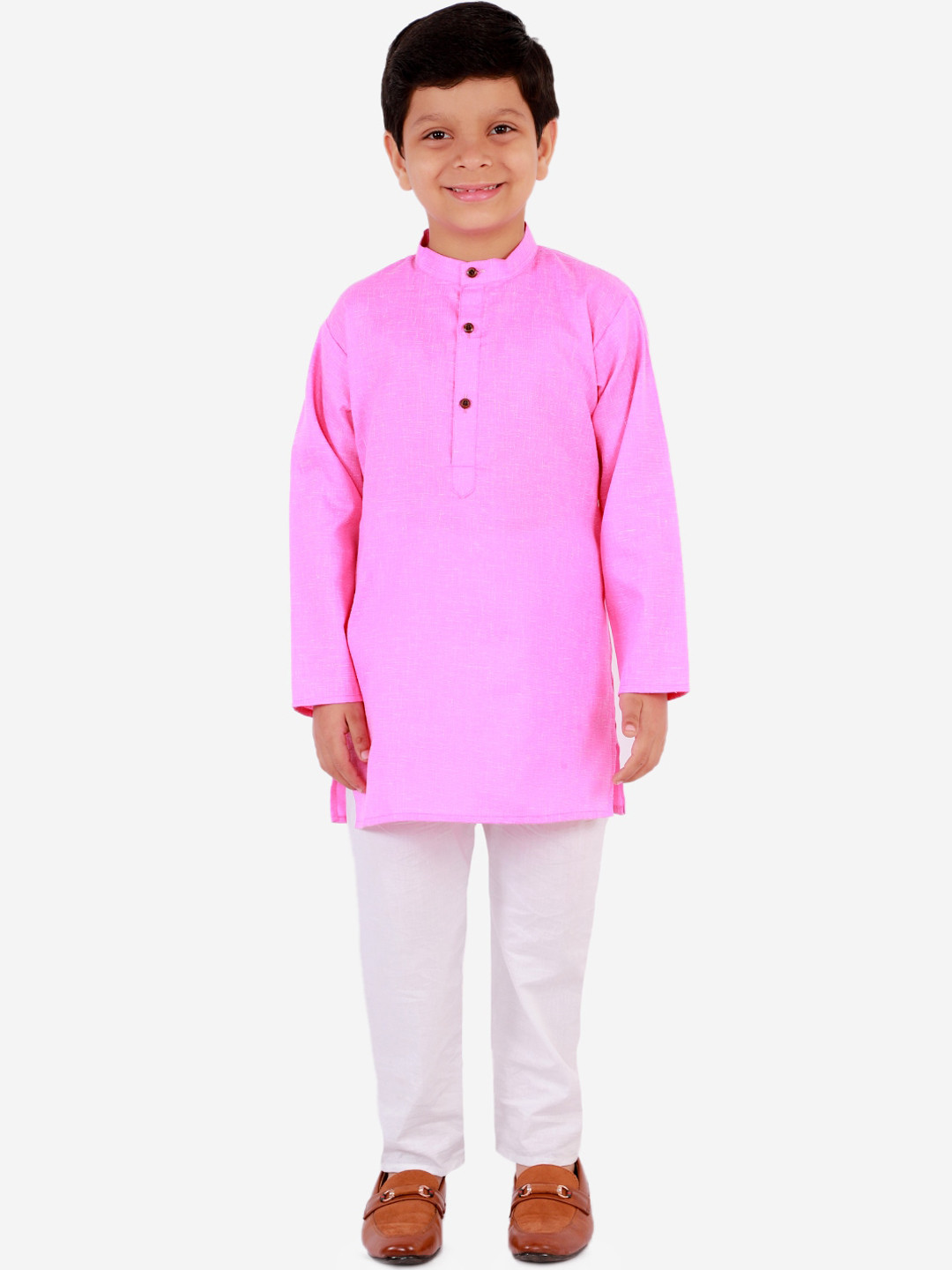 Superminis Boys Pink Regular Pure Cotton Kurta with Salwar