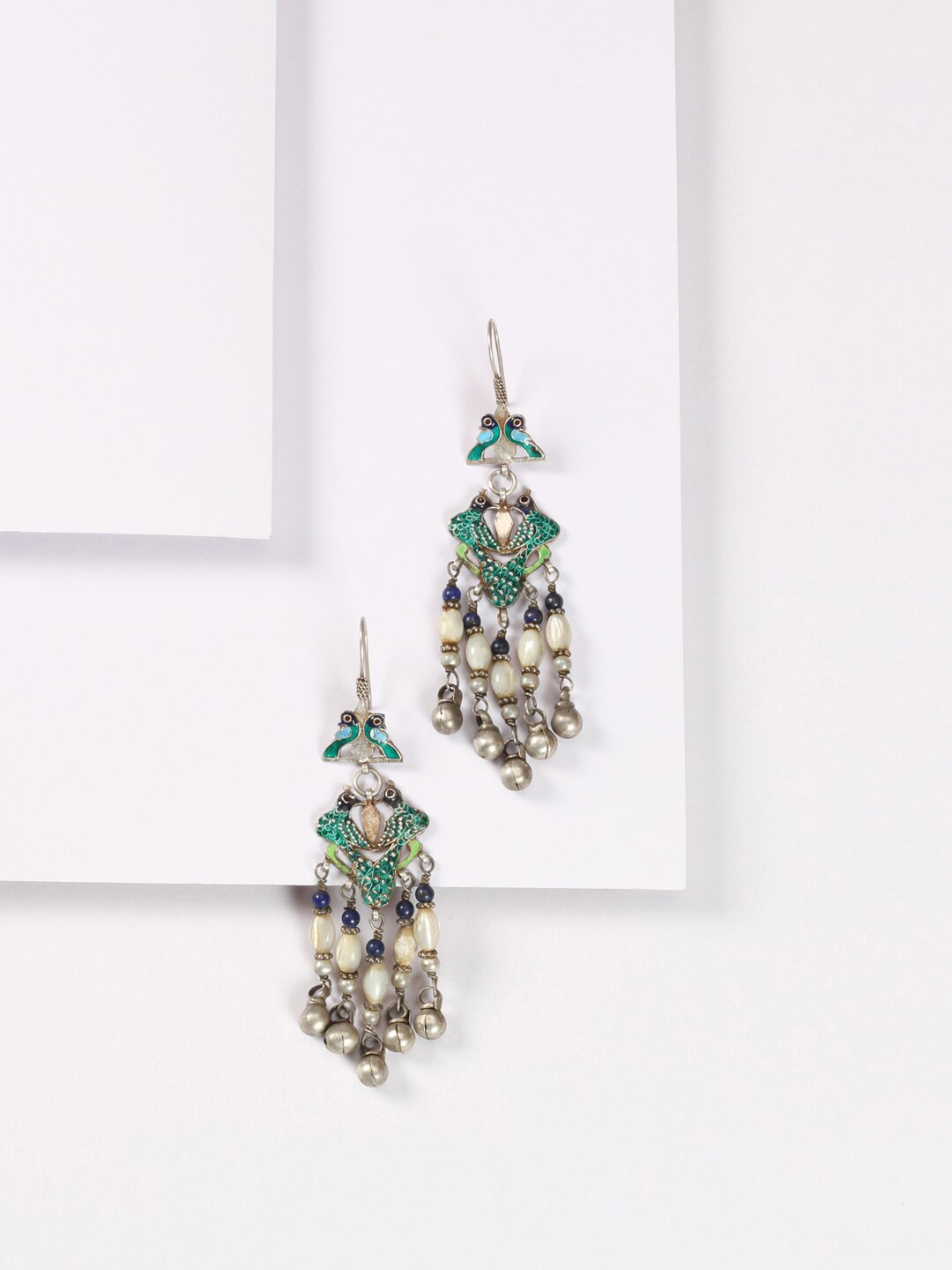 SANGEETA BOOCHRA Silver-Toned Contemporary Jhumkas Earrings