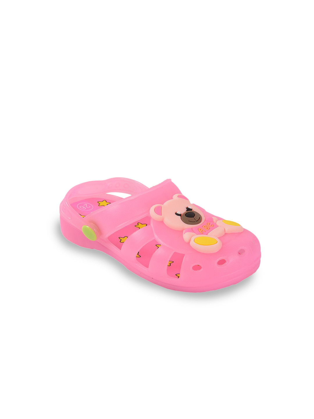 Yellow Bee Girls Pink & Yellow Teddy Patch LED Clogs