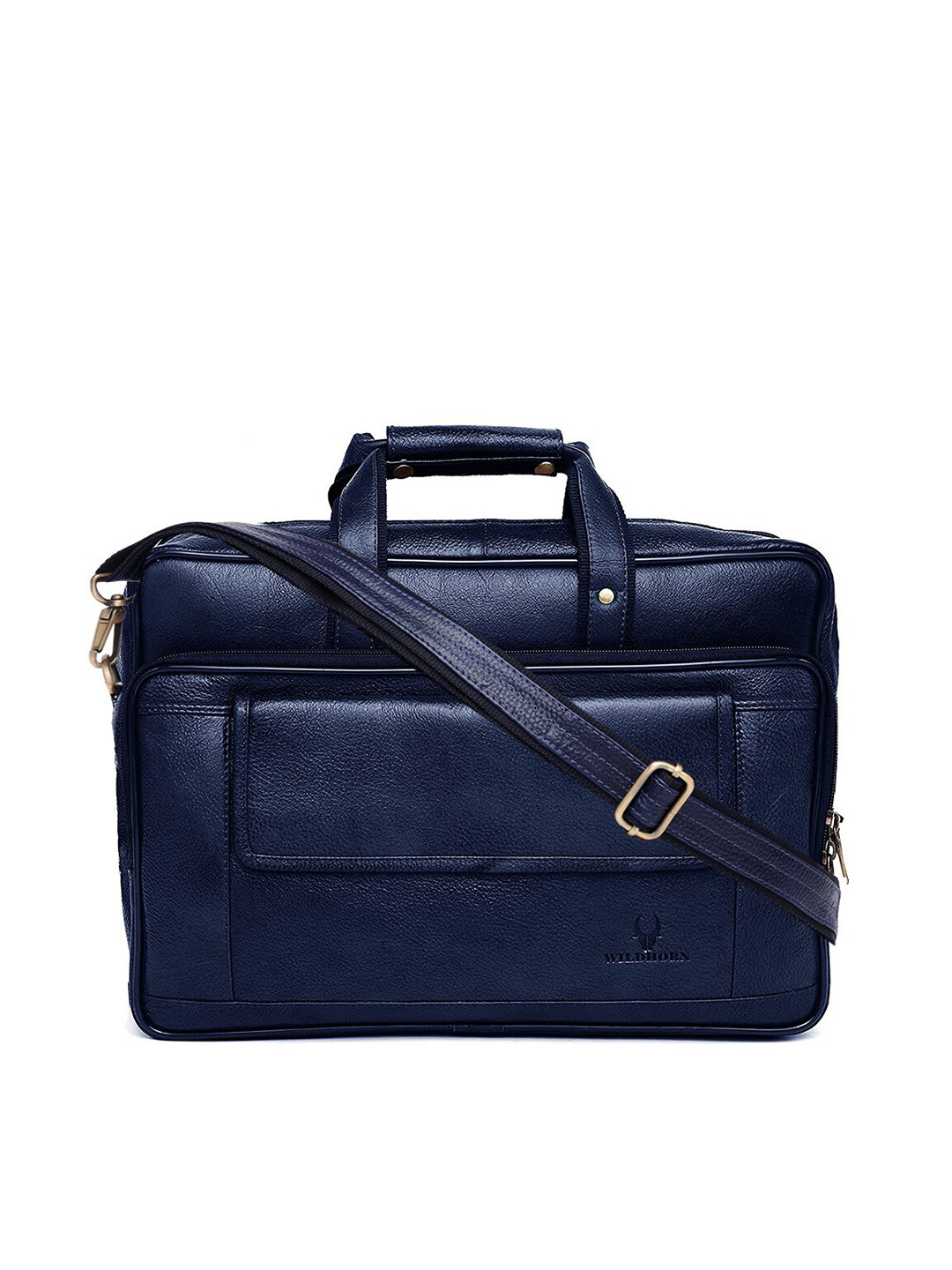 WildHorn Men Blue Genuine Leather Laptop Bag