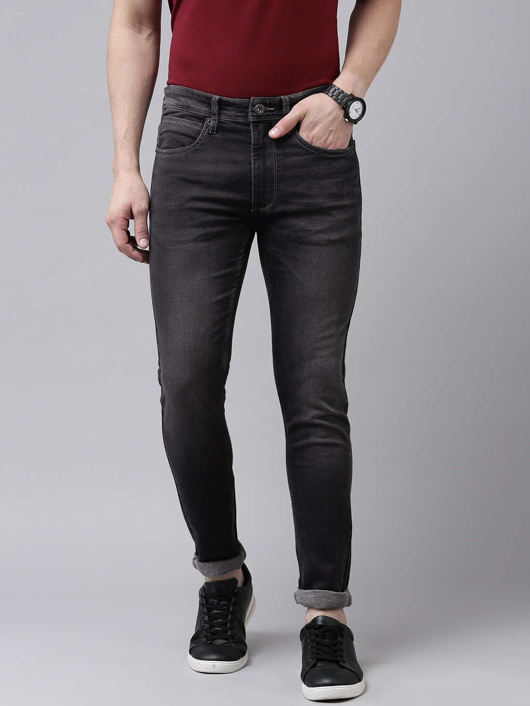 BEAT LONDON by PEPE JEANS Men Grey Chinox Super Skinny Fit Light Fade Stretchable Jeans