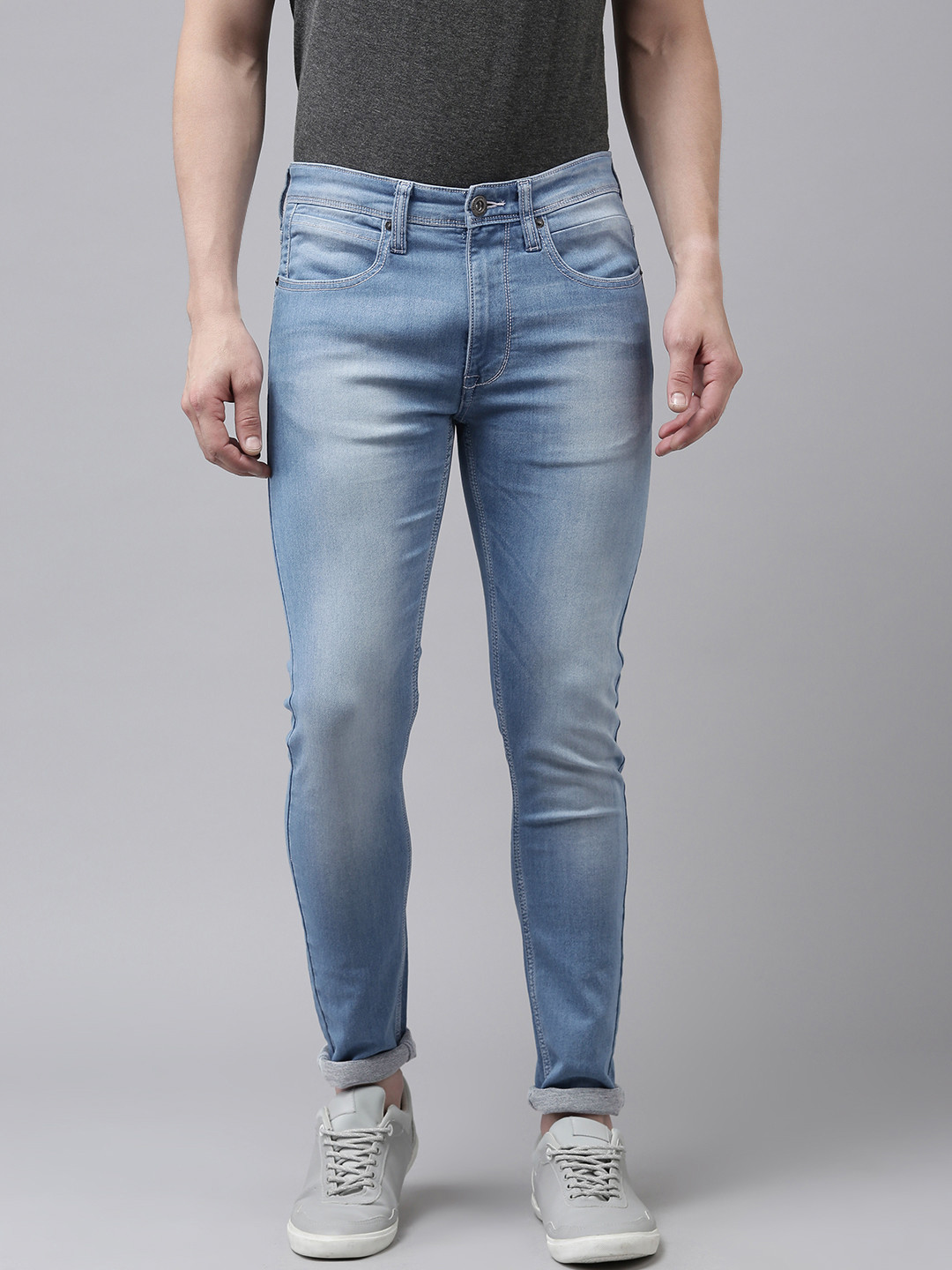 BEAT LONDON by PEPE JEANS Men Blue Super Skinny Fit Heavy Fade Stretchable Jeans