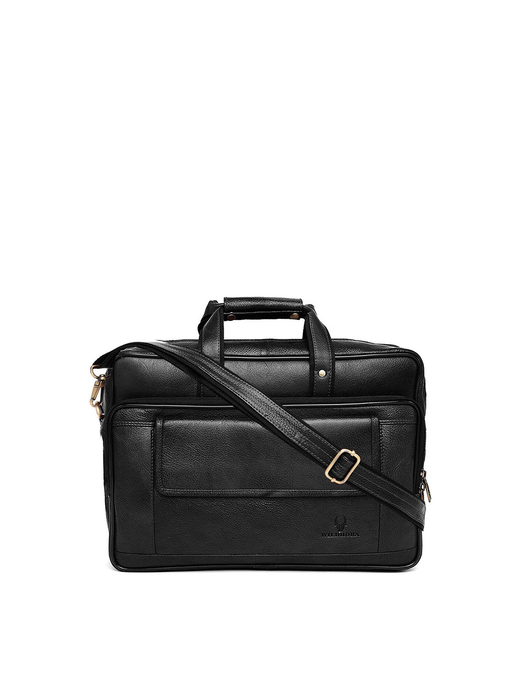 WildHorn Men Black Genuine Leather Laptop Bag