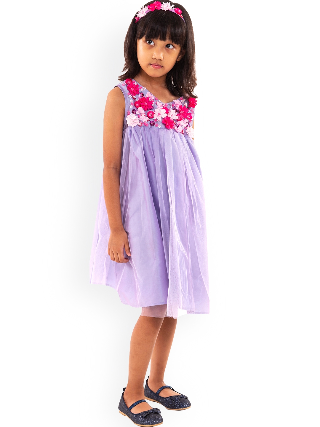 A Little Fable Lavender Pink Floral A Line Dress