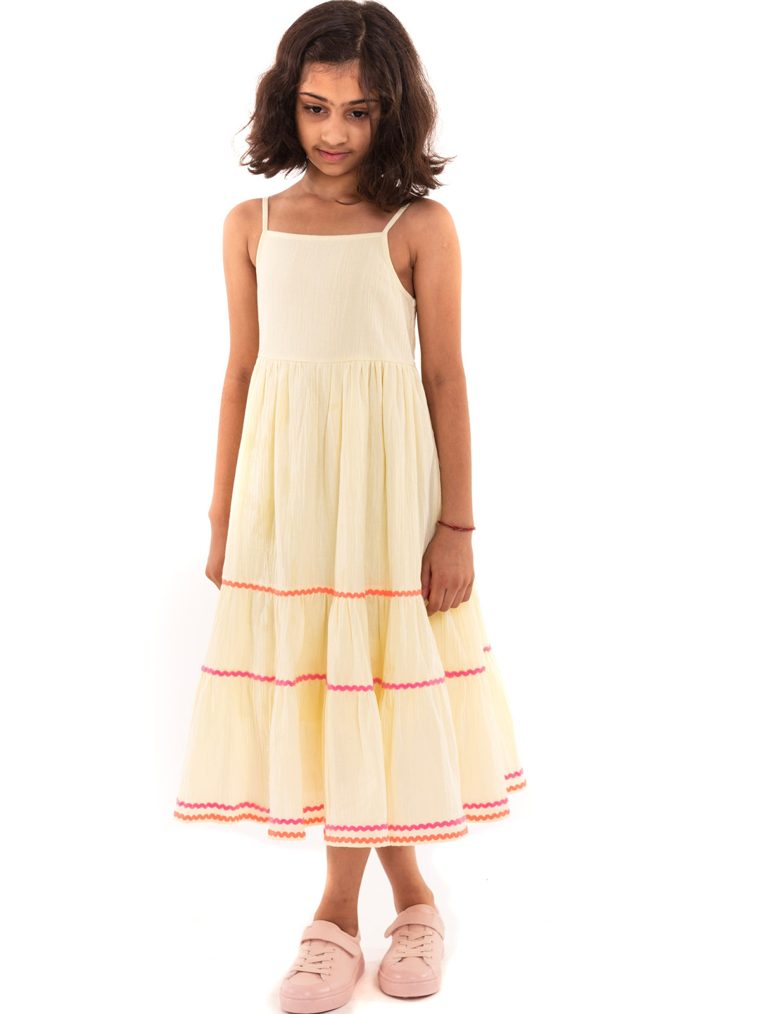 A Little Fable Yellow Empire Midi Dress