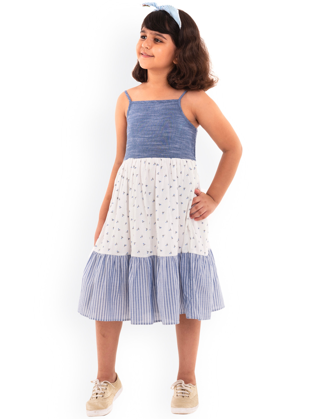 A Little Fable Girls Multicoloured Midi Dress