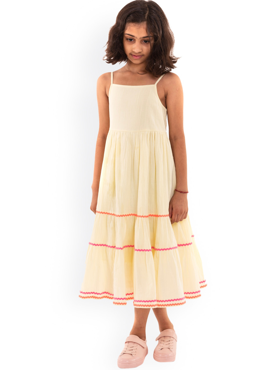 A Little Fable Yellow & navajo Empire Midi Dress