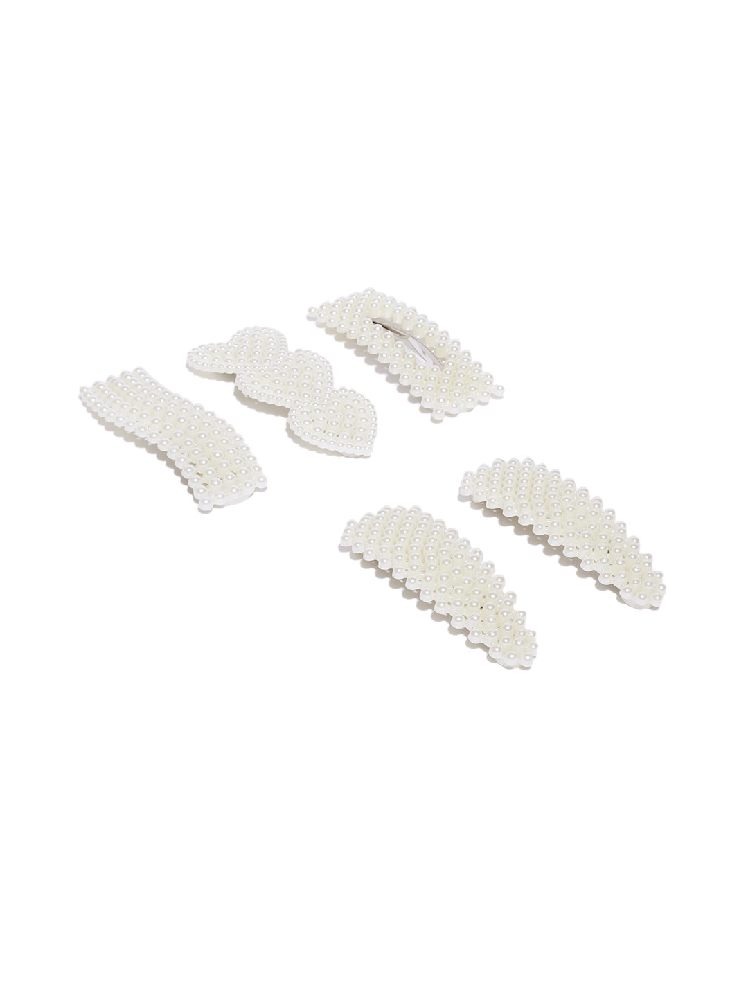 Jewels Galaxy Women White Set of 5 Tic Tac Clips